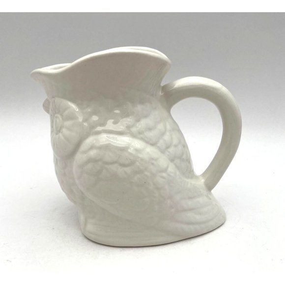 Nature's Home White Ceramic Owl Pitcher - Picture 2 of 7